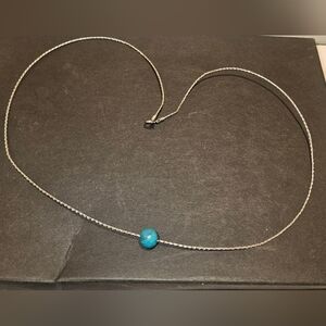 Milor 14k White Gold Necklace with Turquoise Bead 18"